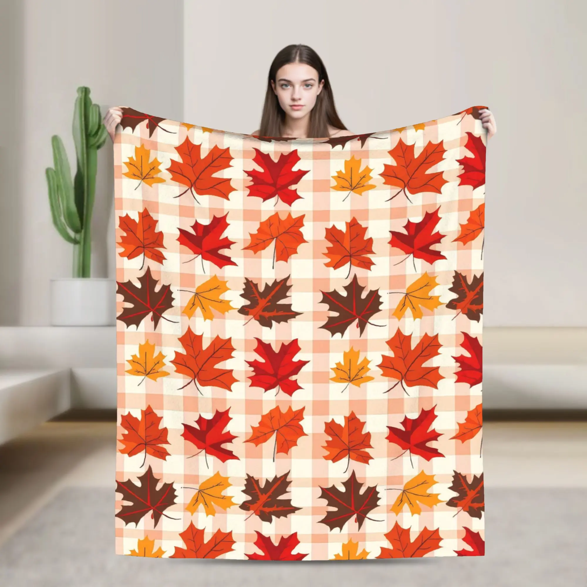Maple Fallen Leaves Flannel Throw Blanket  Blankets for Sofa Outdoor Ultra-Soft Quilt
