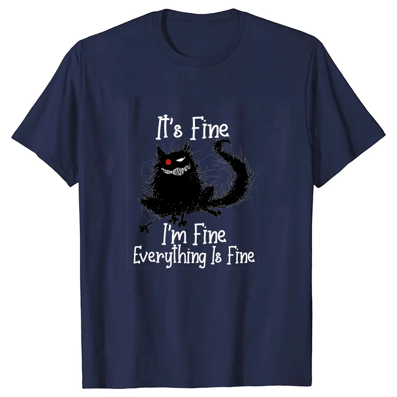 It's Fine Everything Is Fine Bedruckte T-Shirts für Damen und Herren, kurzärmelig, lustiges Rundhals-T-Shirt, lässige Sommer-Tops für Herren und Damen – Detail 5