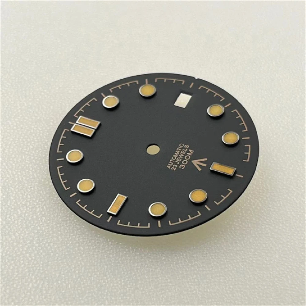 NH35 Dial 31MM Black Watch Dial Blue Luminous Watch Faces for NH35 Movement Parts Mechanical