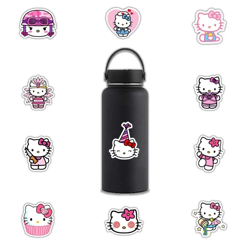 สติกเกอร์ Santio 50ชิ้นสติกเกอร์รูป Hello Kitty น่ารักถ้วยน้ำเคสโทรศัพท์มือถือรูปการ์ตูนแท็บเล็ตกระเป๋าเดินทางสติกเกอร์กันน้ำขายส่ง