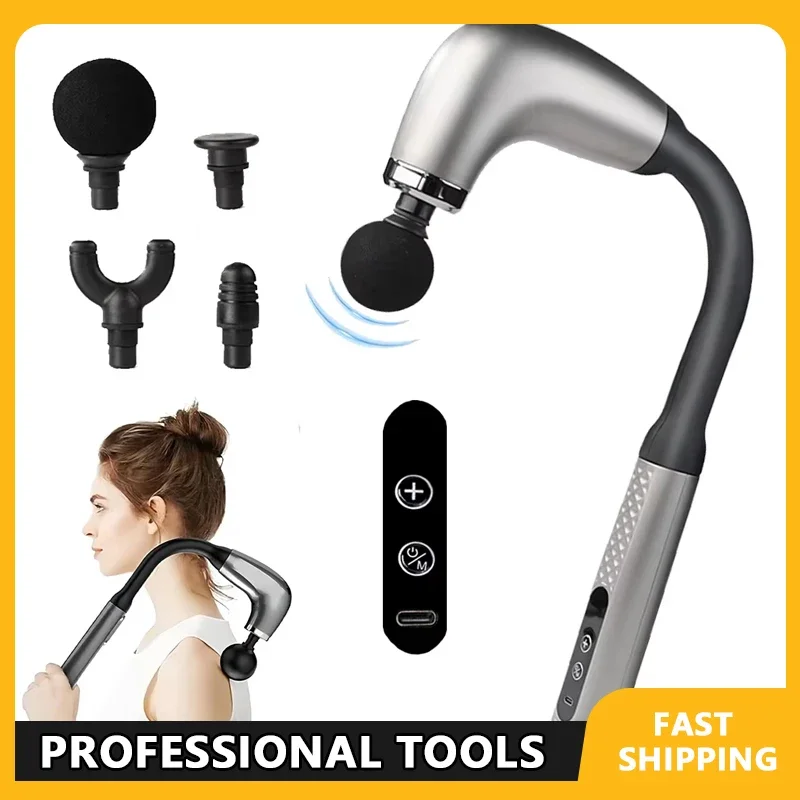 

Фасциальный пистолет для релаксации мышц верхней нижней части спины, массаж с автоподстройкой, удлиненная ручка, локоть для ударной терапии глубоких тканей