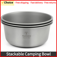 TOMSHOO 500ml Titanium Bowl Stackable Camping Bowl for Camping Hiking Travel