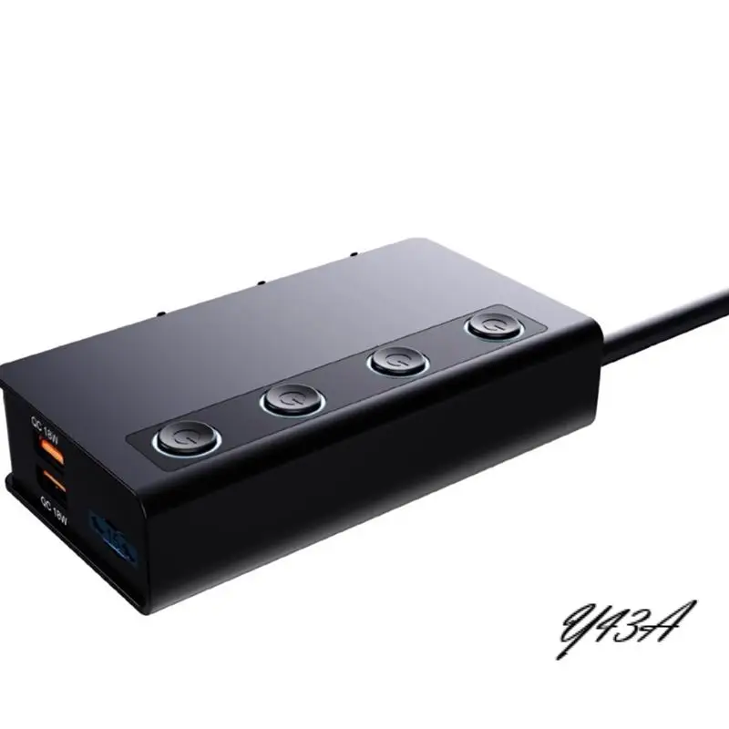 

Y43A-180W One-For-Three Car Charger Multi-Port Wireless Vehicle Charger Independent Switch