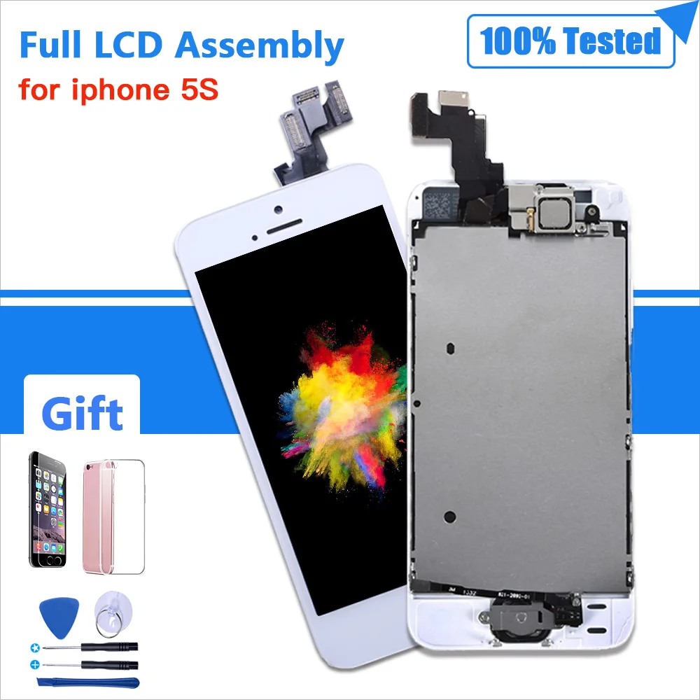 AAAA+ LCD Complete LCD Display For iPhone 5s Touch Screen A1453 A1457 A1530 A1533 A1528 OEM Digitizer Full Assembly + Tool + Fil
