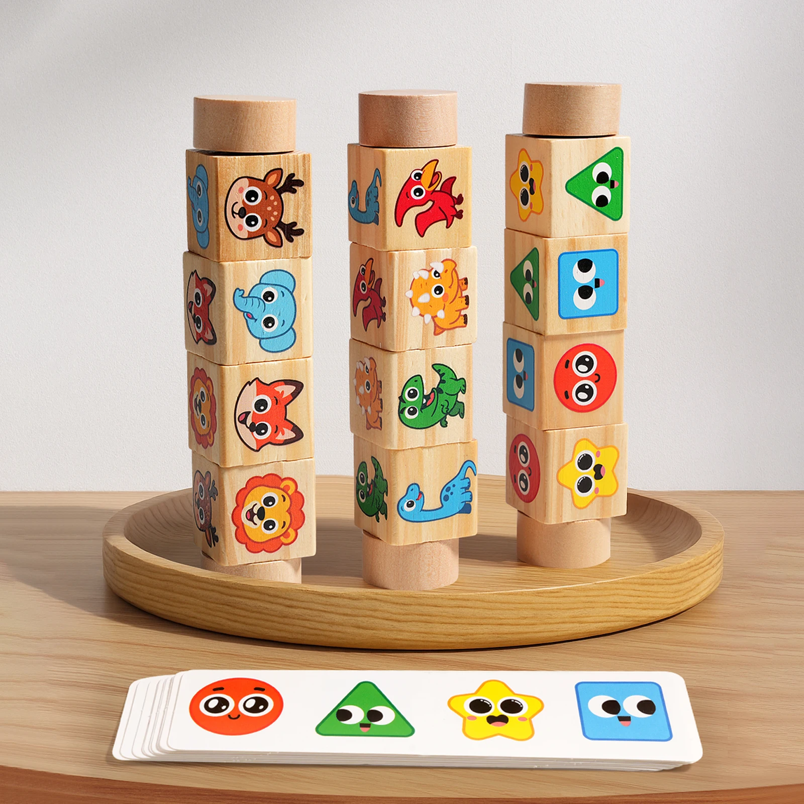 1pc padrão dos desenhos animados rotativa correspondência blocos de construção educacional das crianças aprendizagem precoce reconhecimento cor jogo correspondência