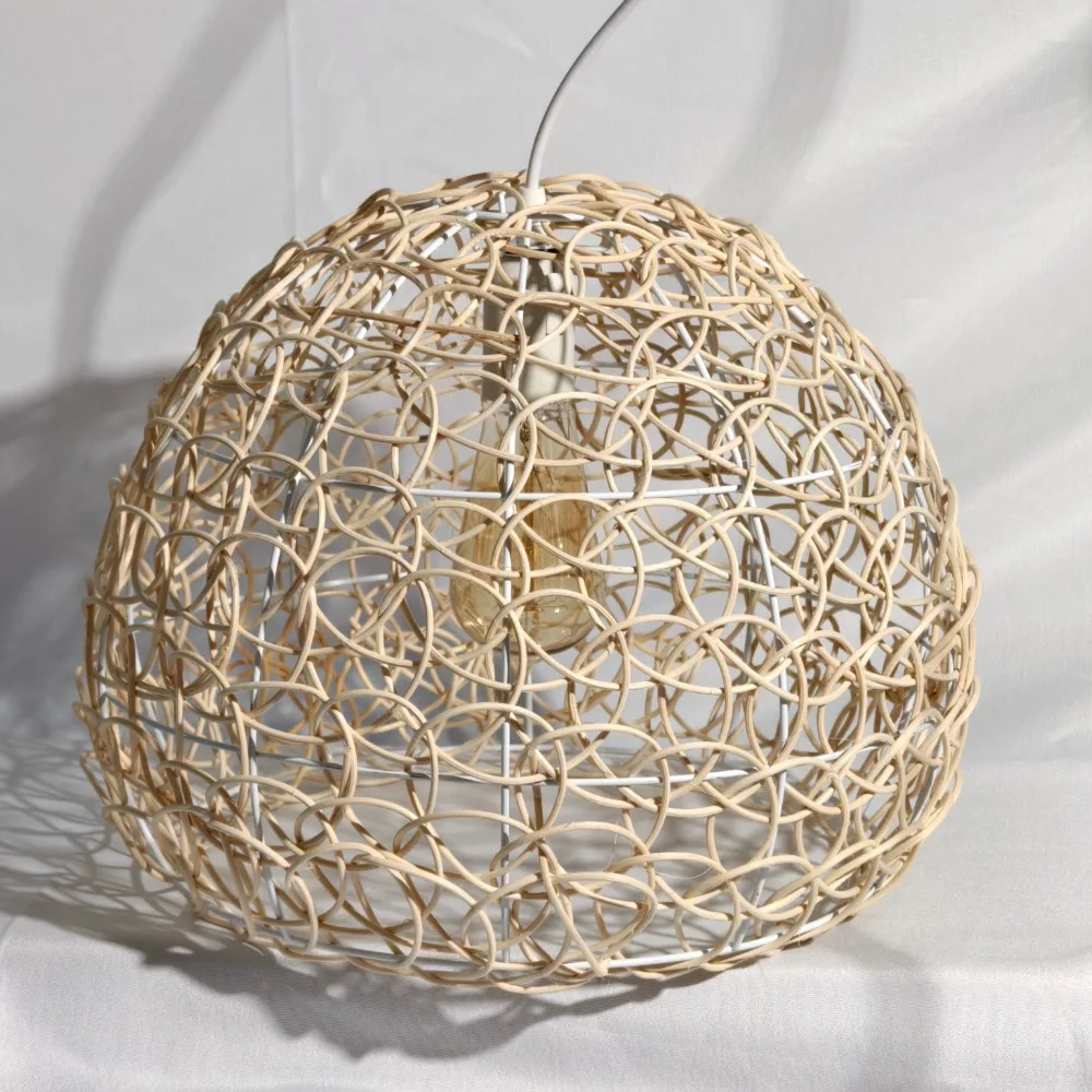 

Hand-woven Rattan Pendant Lights Birds Nest Straw Hat Bamboo Retro Balcony Restaurant Hallway Kitchen Vine Chandelier Lighting