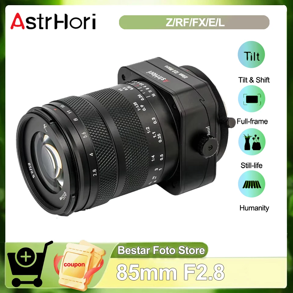 AstrHori 85mm F2.8 Macro Tilt Full Frame Prime Camera Lens for Sony A7SII Fuji X-T20 Canon EOS R5 Nikon Z5 Leica Panasonic Sigma