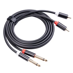 Dual Rca Naar Dual Mono 6.35Mm Male Jack Digitale Audio Kabel 2RCA Om 2 6.5 Dvd Mixer Draad Voor versterker Luidsprekers Tv Av Audio Kabel