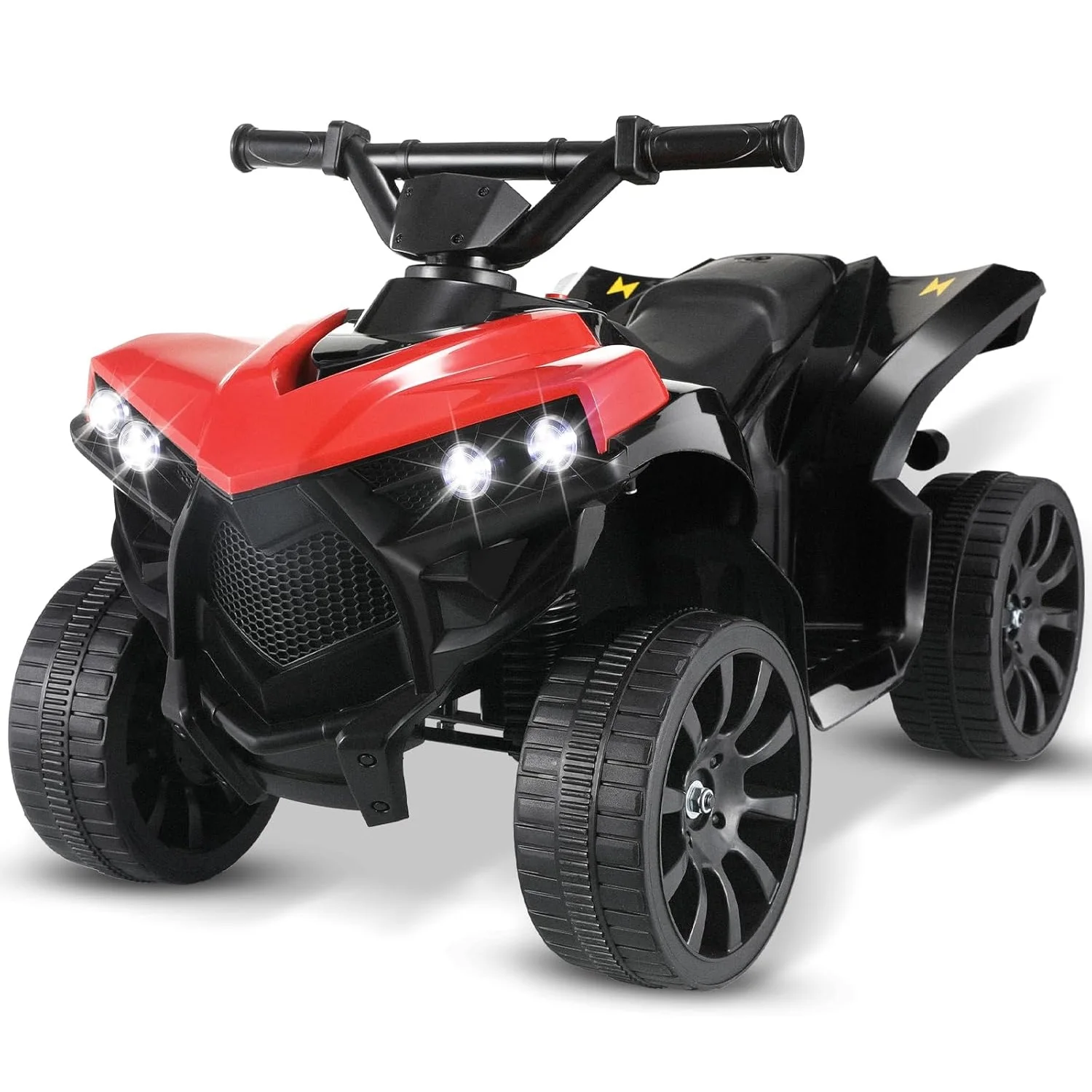 Kinder fahren auf ATV, elektrisches Gelände-Quad-Auto, 6 V, batteriebetrieben, mit Musik, Licht, Rot