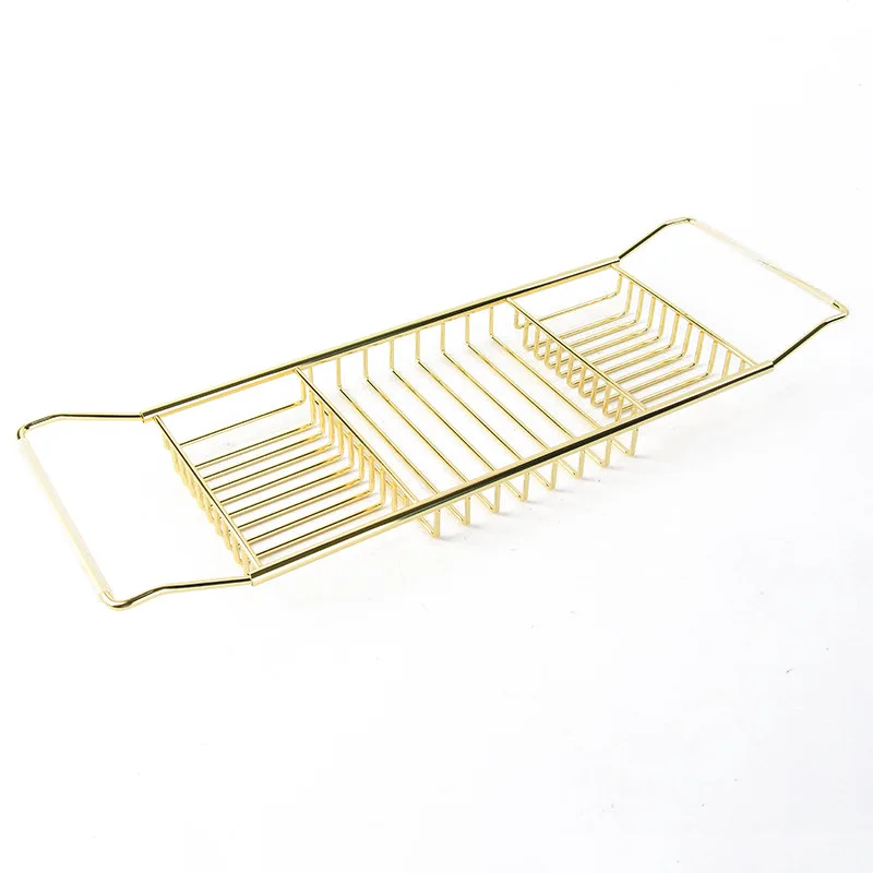 

Современная металлическая ванна Caddy-настенная бамбуковая полка и алюминиевый держатель для домашнего и отеля