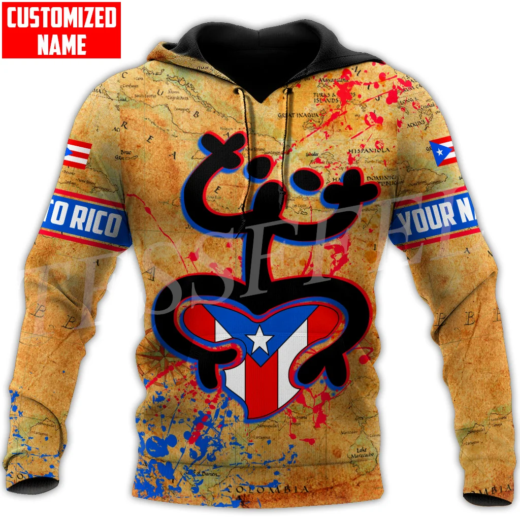 

Custom Name Country Puerto Rico Boricua Taino Caribbean Sea Tattoo Retro 3DPrint Harajuku Casual Funny Pullover Jacket Hoodies A