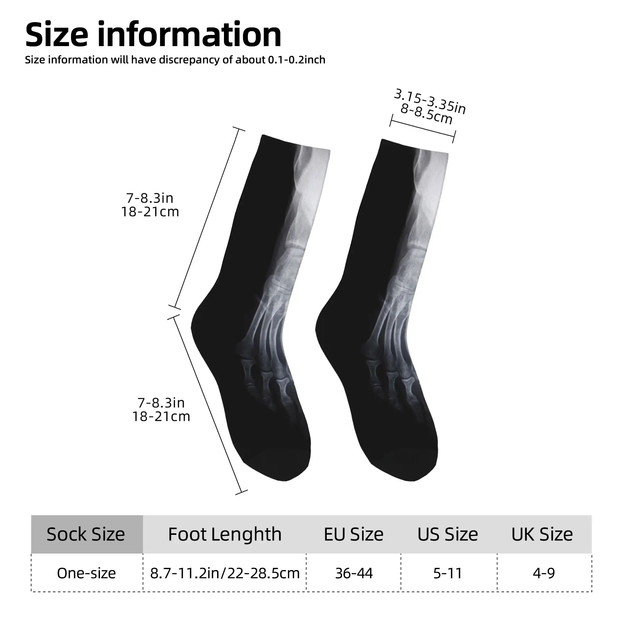 Funny X-ray Feet Printed for Man Crew Socks Unisex Kawaii  Spring Summer Autumn Winter Socks Women