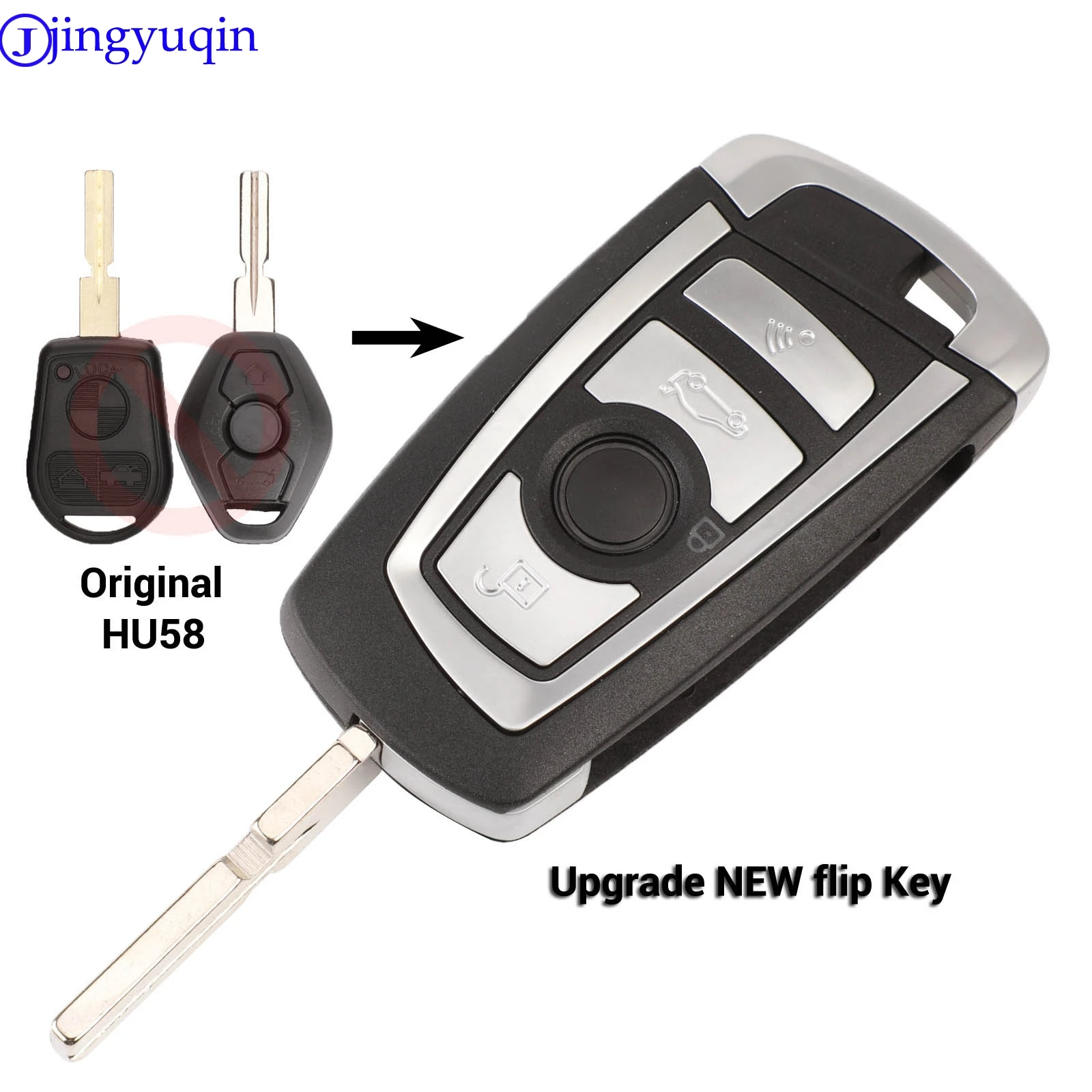 jingyuqin EWS Modified Flip Remote Key 4 Button 315MHz/433MHz PCF7935AA ID44 Chip for BMW E38 E39 E46 M5 X3 X5 Z3 Z4 HU58 HU92