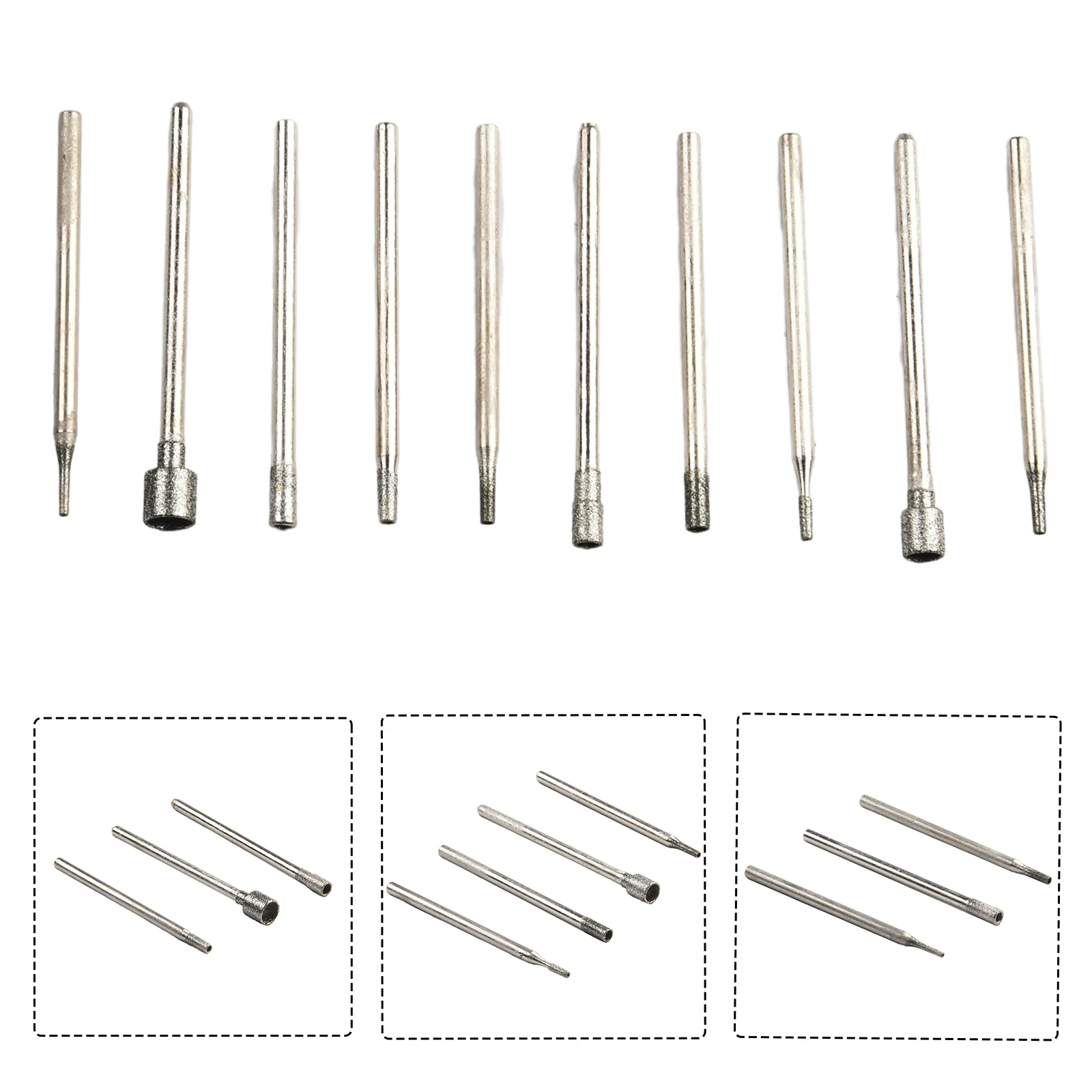 

Grinding Head Diamond Burr Core 10 Pcs 42-45mm Length Diamond Electroplated Ceramics Grinding Cemented Carbide