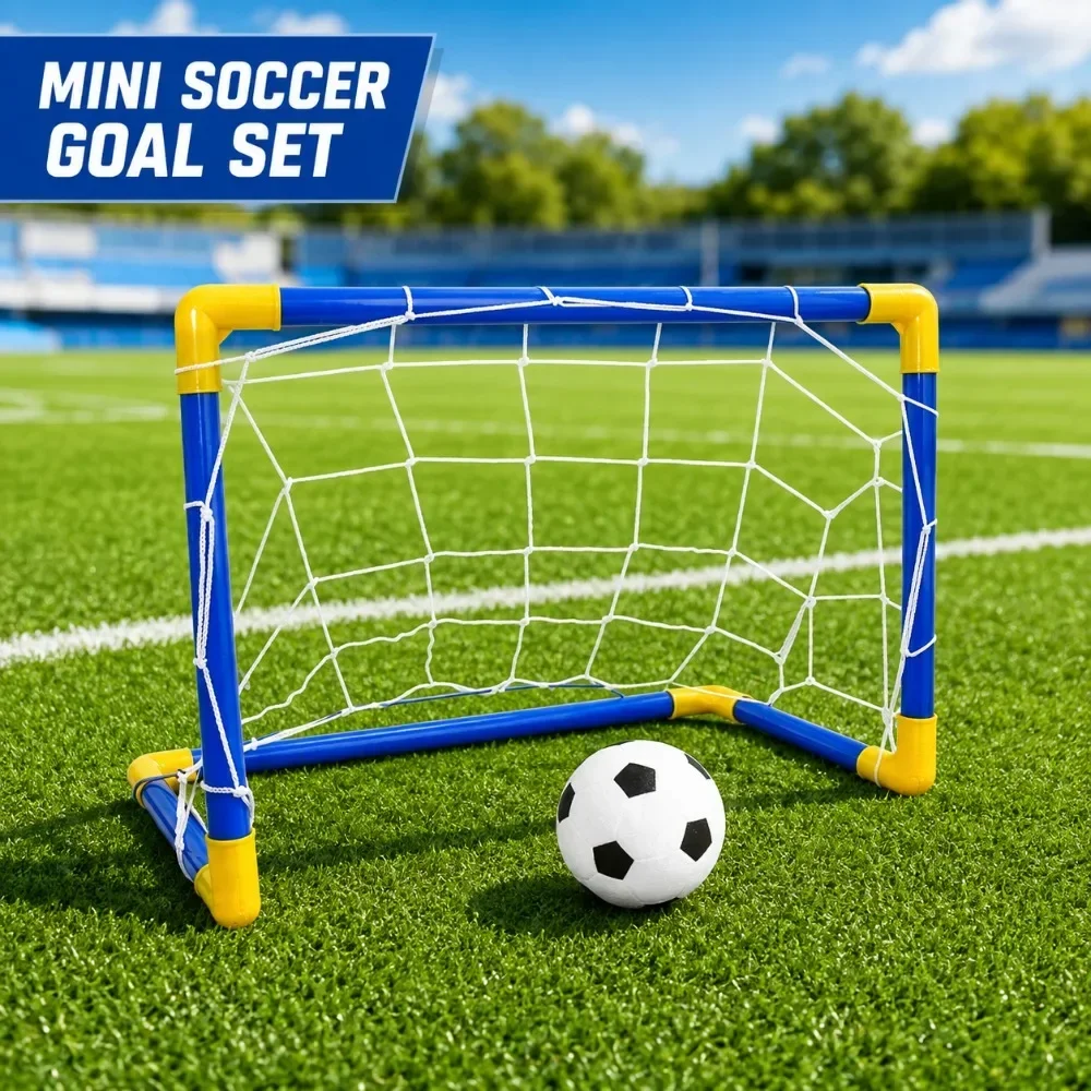 Portable Mini Soccer Goal Set, Easy Assembly Football Net with Ball, Indoor Backyard Lawn Outdoor Sports Training Game Toy view 2