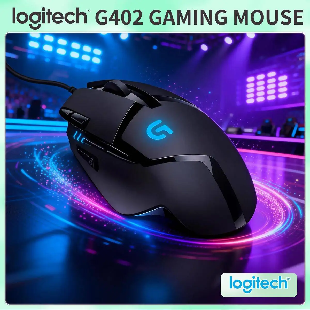 

Проводная мышь LogitechG402Hyperion Fury с высокой точностью игрового класса 4000 точек на дюйм и 8 нестандартными кнопками, подходящая для геймеров с Windows PC