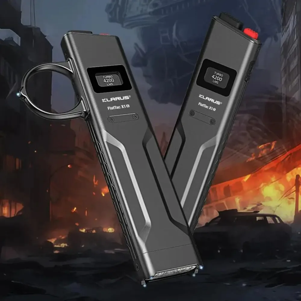 

Original Klarus X1 Ultra Slim EDC Tactical LED Flashlight FlatTac 4200 Lumens Rechargebale Emergency Lantern Bulit-In Battery