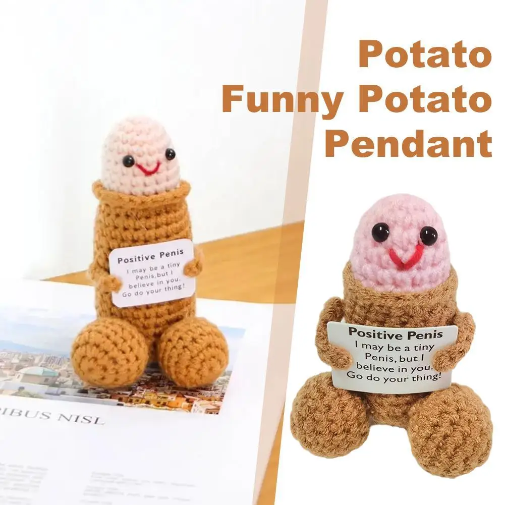 Funny Handmade Emotional Support Doll Gift Crochet Encouragement Toy Ornament For Boyfriend Husband Room Decoration ﻿