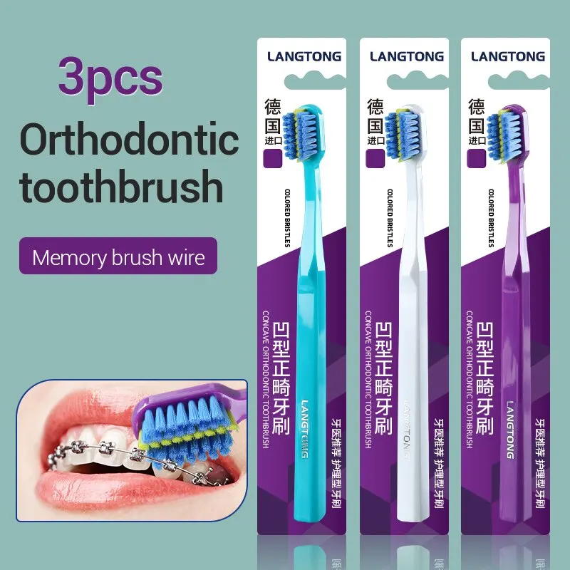 3 Piezas Cepillos de Limpieza para Brackets de Ortodoncia para Adultos, Cepillos Dentales con Cerdas Suaves para el Cuidado de la Salud Bucal