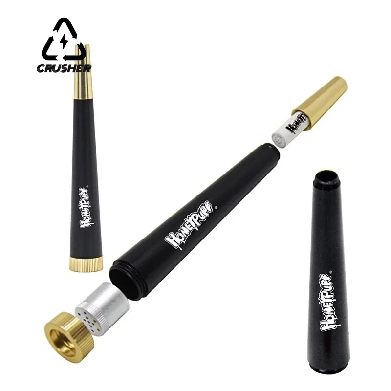 CRUSHER Metal Cone Herb Smoking Pipe with 5MM Activated Carbon Filter Removable Dry Burning Tobacco Pipes Smoking Accessories