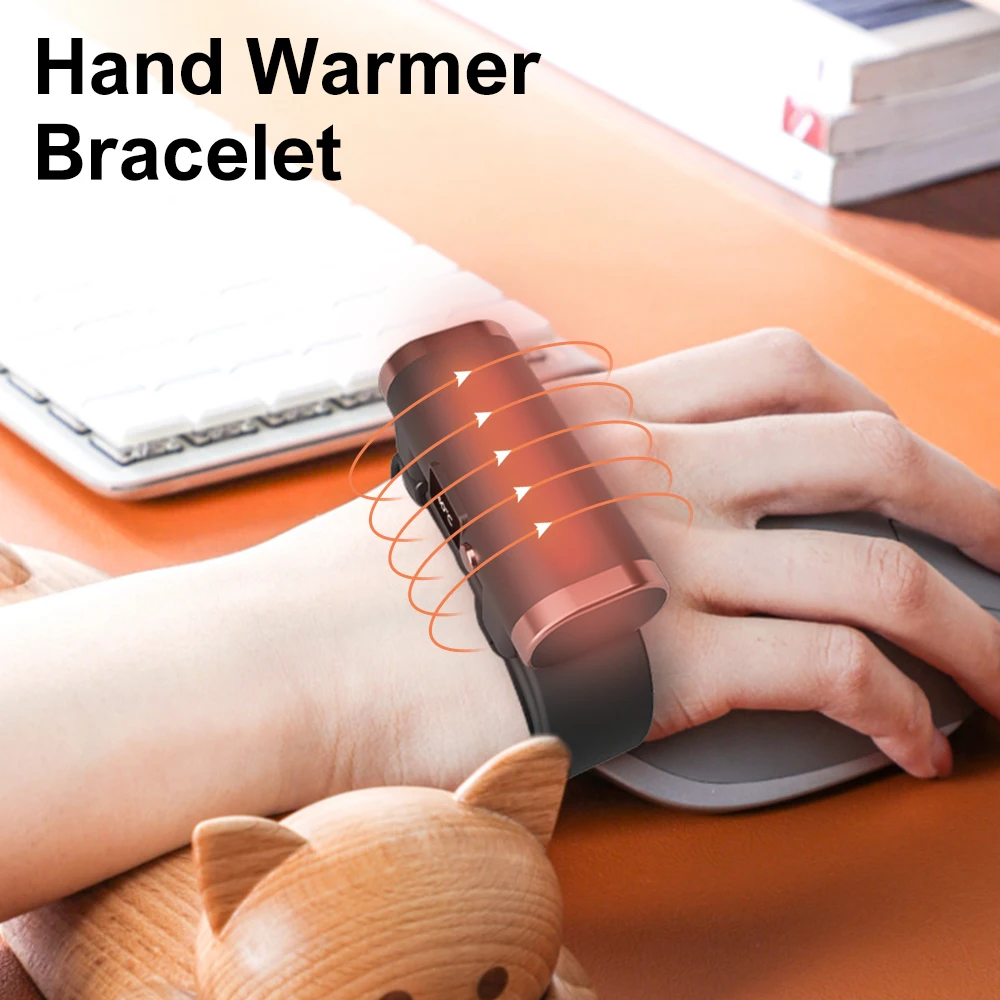 2000mAh Hand Warmer Bracelet Winter Hand Warmer Pocket Travel Fast Heating USB Rechargeable Household Outdoor Handy Warm