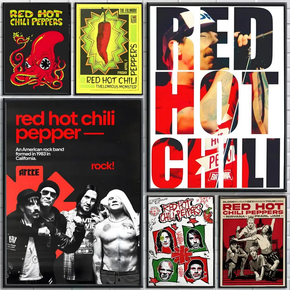Band Red Hot Chili Peppers Poster Self-Adhesive HD Mural Wall Decals, Living Room Bedroom Home Decor Gift