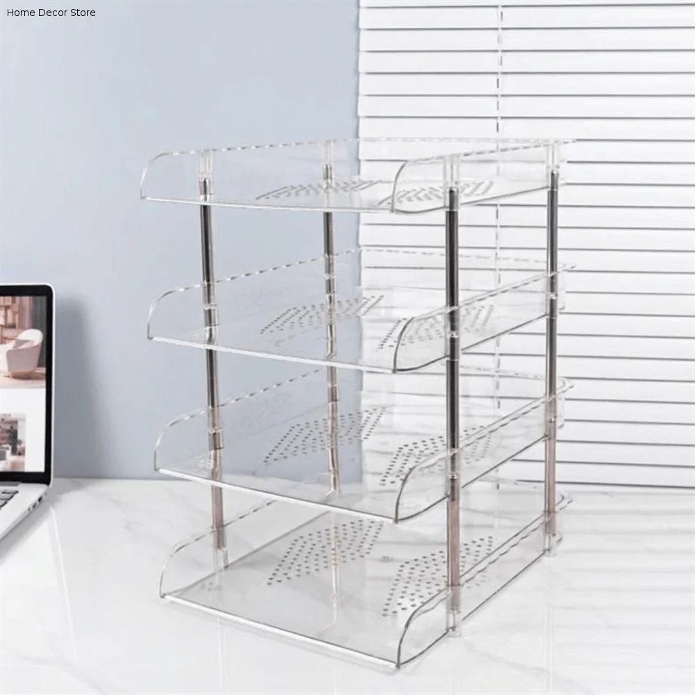 Modular Transparent Desktop File Organizer Large Capacity Multi-Layer Document Tray Space-saving Durable Storage Rack Home