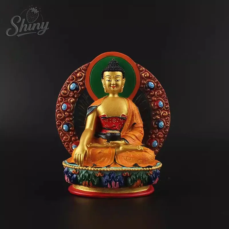 China Tibetan Buddhism Painted Mini Buddha Tantric Medicine Buddha Statue Protector God