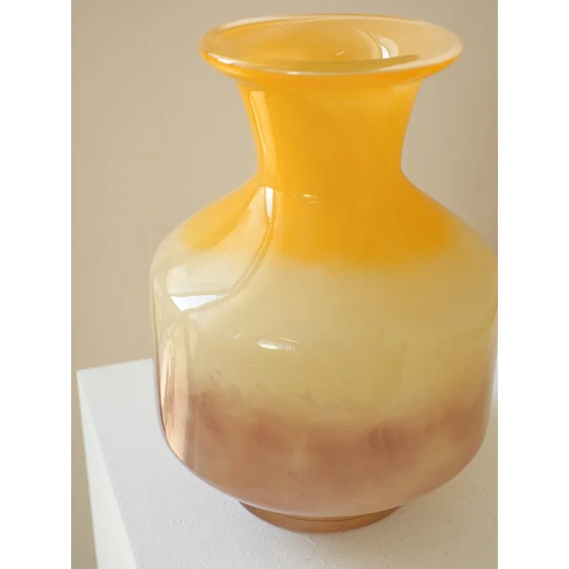 Original yellow texture gradual change Fengxin Chinese glass glass vase flower arrangement ornament