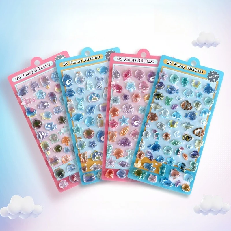 

3D-наклейки с эффектом плавания, серия «Океан», в японском стиле, для детского творчества, забавные декоративные наклейки для поделок