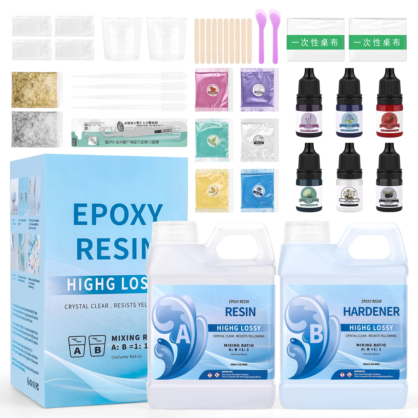 High Adhesive Crystal Hardener Transparent Epoxy Glue 1:1  AB Epoxy Resin Glue Set Kit DIY Resin Jewelry Making 500ml/1000ml Set