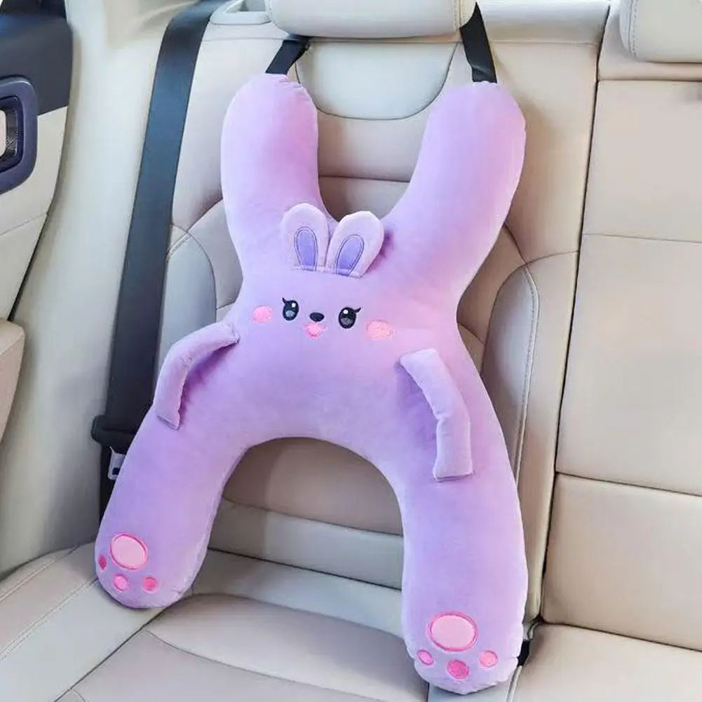 Almohada para dormir para niños montada en coche, almohada bonita de dibujos animados para coche, reposacabezas extraíble, cómodo y transpirable, soporte Lumbar, 1 ud. ﻿