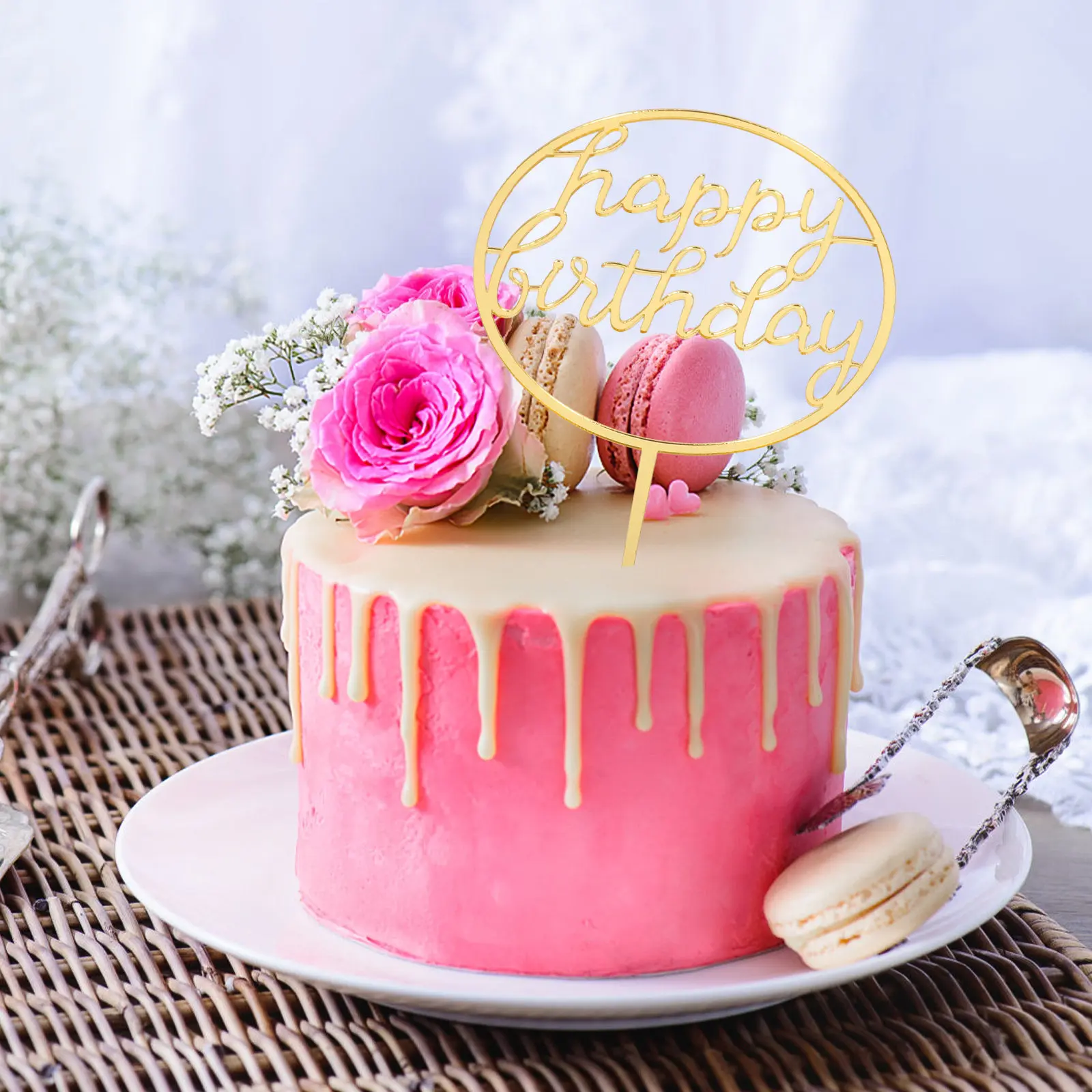 

Набор из 6 акриловых топперов для торта на день рождения: буквы «С Днем Рождения», креативные украшения для десертов, декор для вечеринок