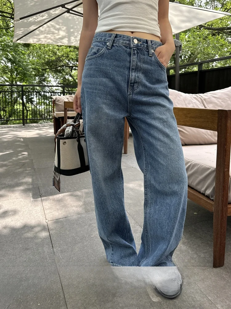 

Джинсы женские прямые с высокой талией, летние, новые, свободные, повседневные, узкие, в пол, бренд Le Alfaionline