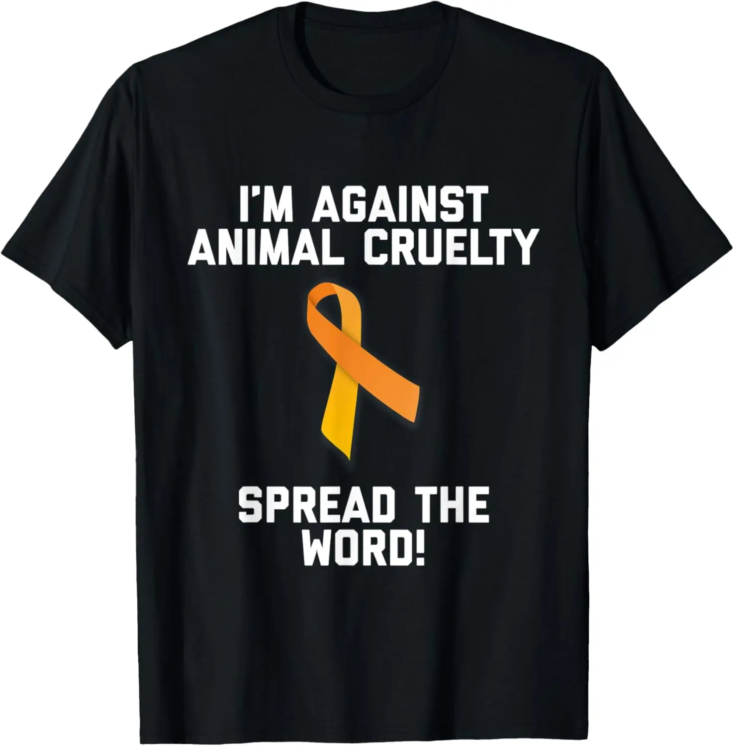 Anti Animal sensibilisation à la cruauté ruban graphique coton col rond manches courtes T-Shirt hommes mode Shopping