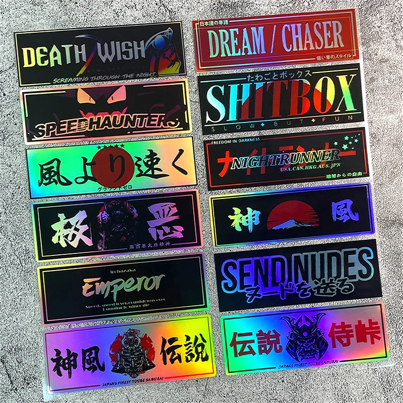 

6Pcs/Sheet JDM Style Vinyl Stickers, Waterproof Decals for Motorcycle Side Panels, Tank, Car Window & Bumper