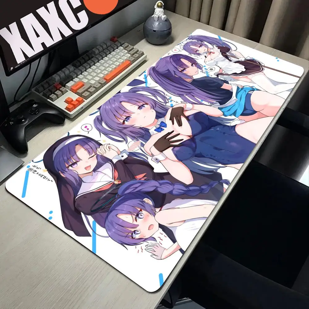 Gaming Mouse Pad PC Computer Gamer Extended Desktop Mouse Mat Laptop Kawaii Mousepad Anime Girl Blue Archive Yuuka Keyboard Pad