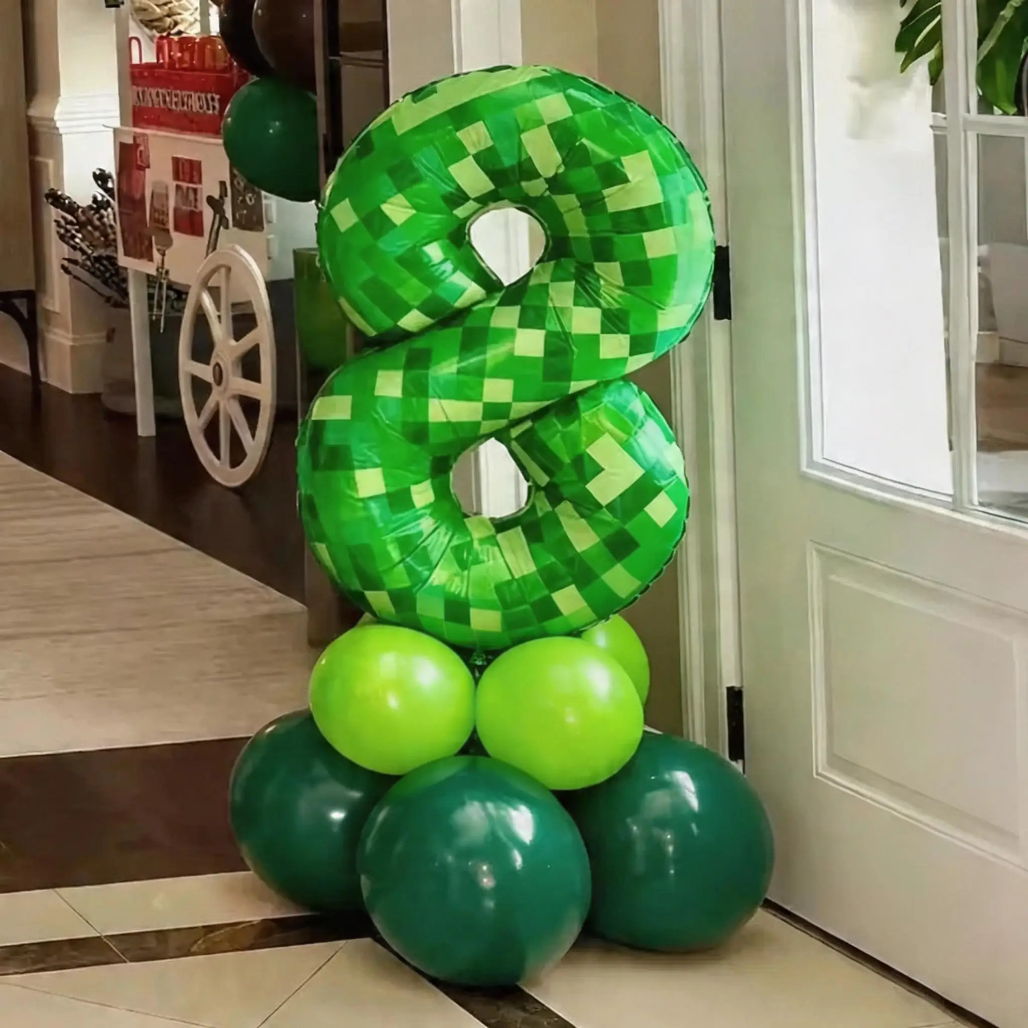 1 Set 40 Zoll Riesige Grüne Pixel-Themen Zahlen-Folienballons Große Zahlenballons Partyballons Geburtstagsdekoration