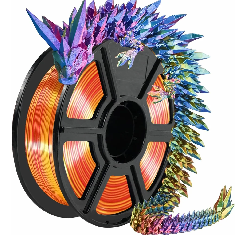 

Трехцветная нить шелковая PLA 1,75 мм, 1 кг/500 г/250 г/200 г, нить для 3D-принтера, многоцветная PLA, тройной цвет, красный, синий, зеленый, золотой комплект