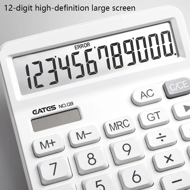 Simple Business Calculator 12-digit Display Large Screen Dual Power Supply Calculator Student Accounting Desktop Calculator