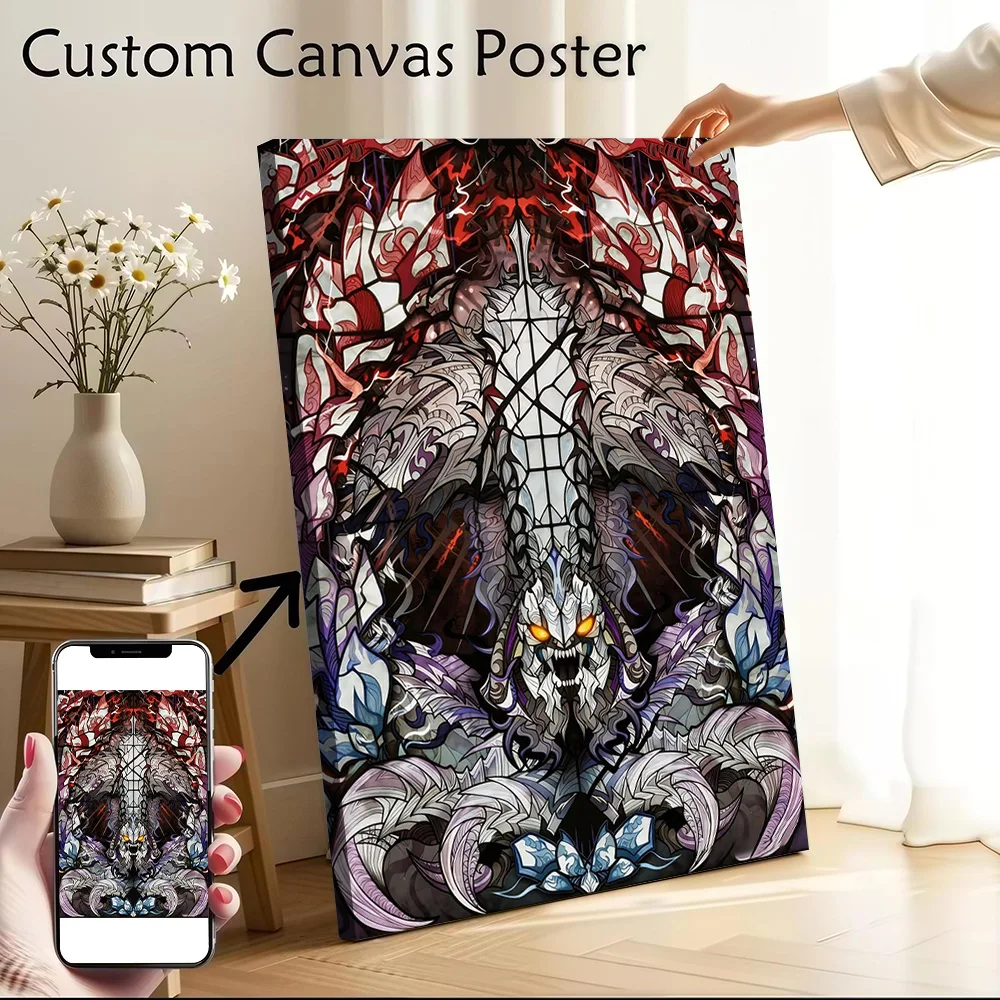 Demonic Monster Stained Glass Art Poster Canvas Wall Art Custom Photo Print Modern Painting for Fans Living Room Decoration Home