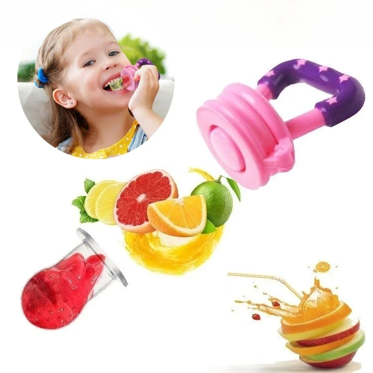 Baby Fruit and Vegetable Teether Fresh Food Supplement Toys Infant Fruit Teething Silicone Pouches for Toddlers Kids Boy Girl