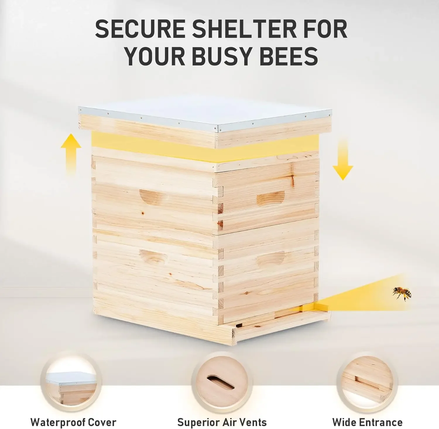 10 Frame Langstroth Beehive Bee Keeping Starter Kit Super Bee Brood Box 2 Layers Complete Bee Hive Kit Beehive