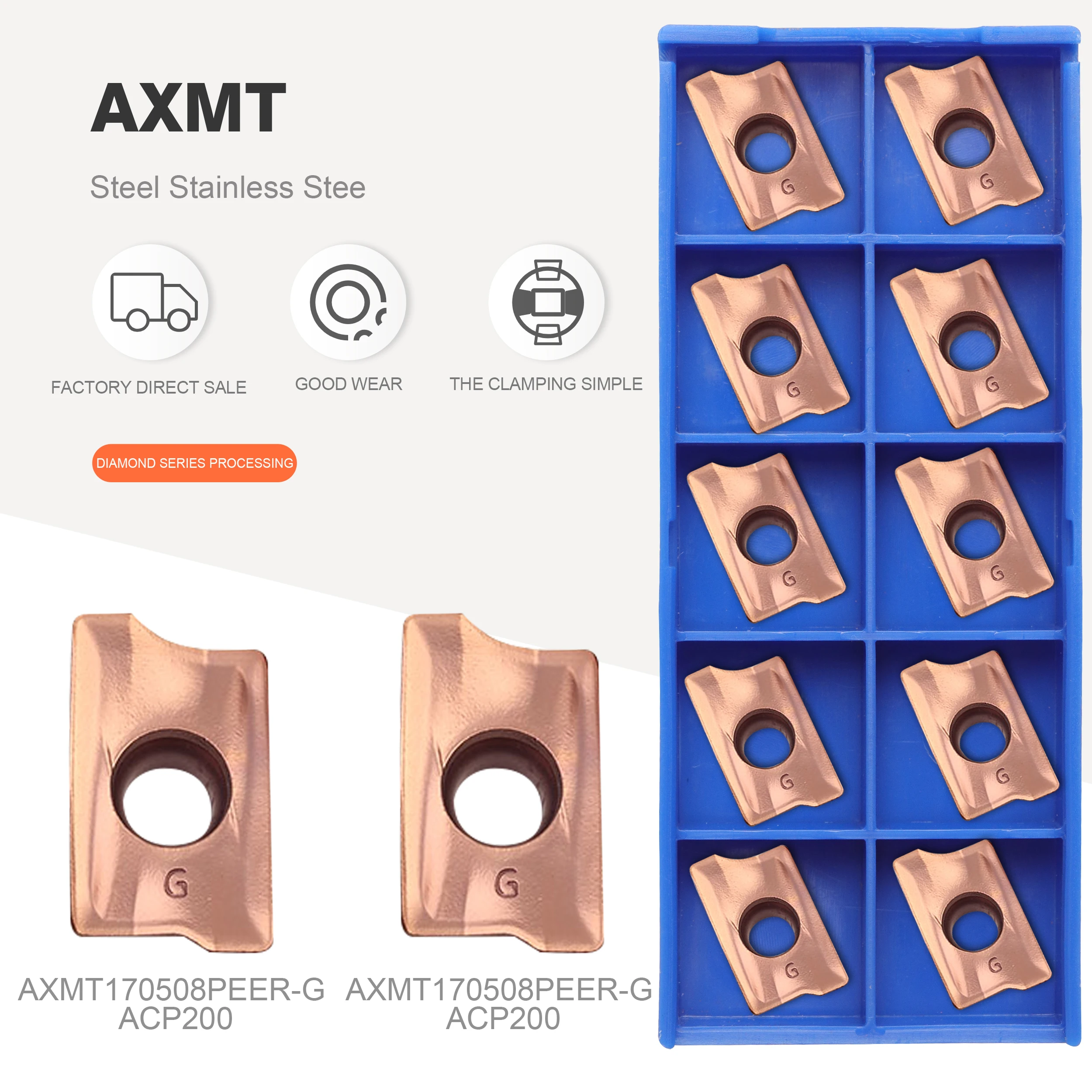 AXMT170508PEER-G ACP200 Carbide turning tool, high quality CNC milling insert, CNC lathe milling insert