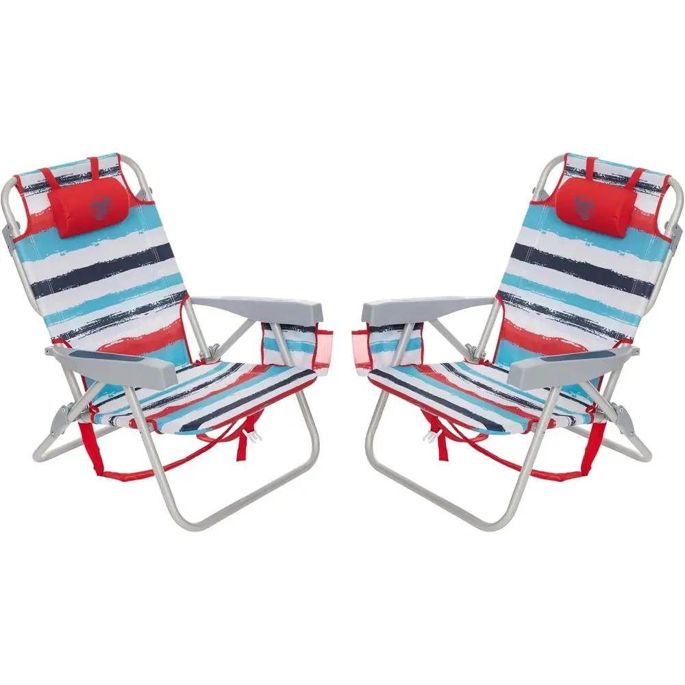 

Легкие пляжные стулья-рюкзаки с 5 положениями регулировки для взрослых - красные, разноцветные, 2 шт. в комплекте