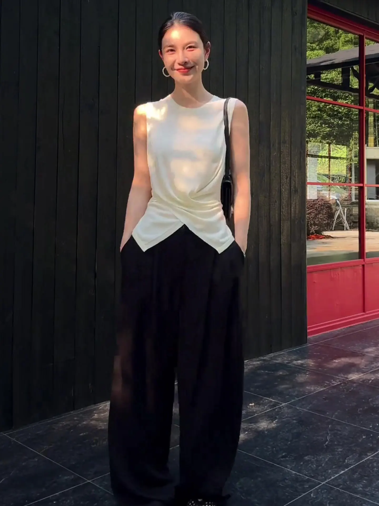 

Ele round Ne Ice Silk Knitted Sweater Cross Design Summer Faion Women's Top Comfortable Fit Korean Sle Vest