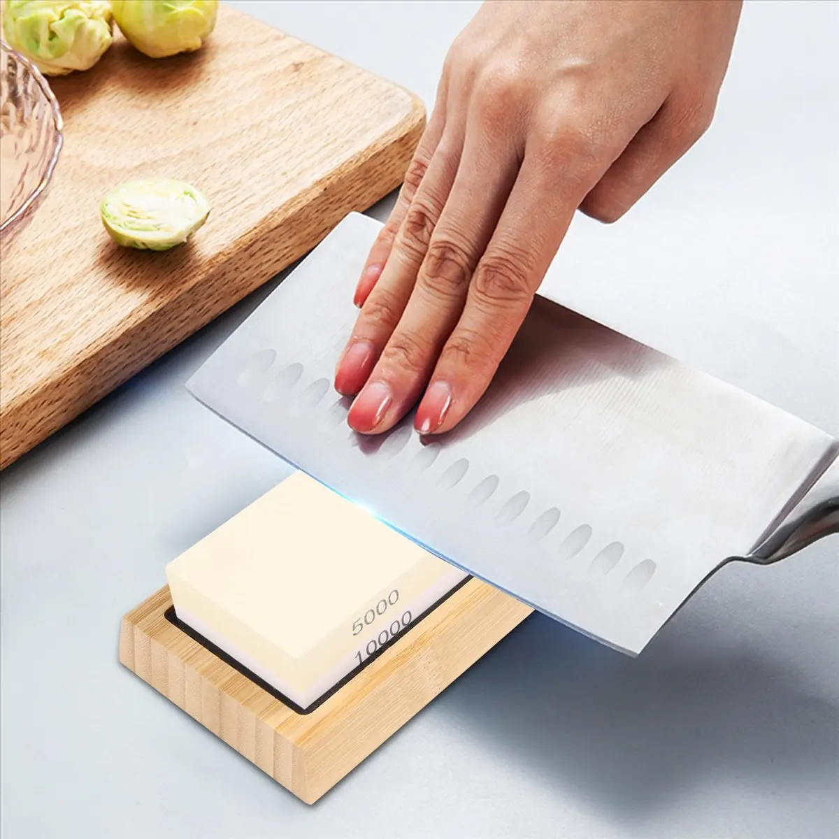 2026 Trend-Whetstone Set,5000/10000 Grit Double-Sided Knife Sharpening Stone for Kitchen,Non-Slip Bamboo Base and Angle Guide