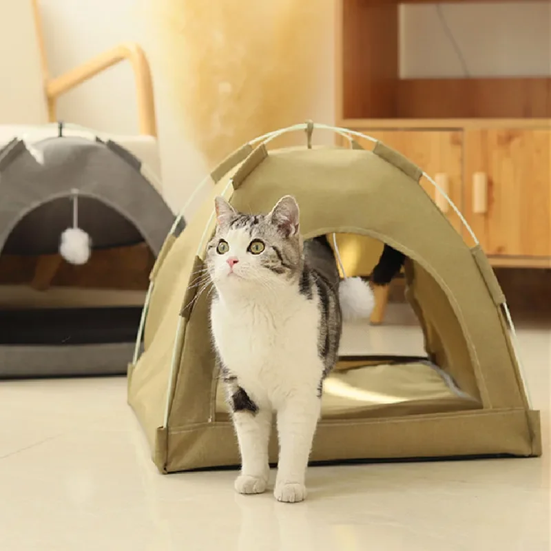 Pet Tent Bed Cats House Supplies Products Accessories Warm Cushions Furniture Sofa Basket Beds Winter Clamshell Kitten Tents Cat