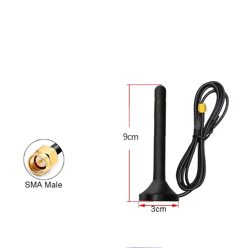 

2.4G 4G 433MHz GSM Omnidirectional High Gain 3dbi Integrated Waterproof Small Sucker Rod Antenna Signal Receiver RG174 1.5m SMA