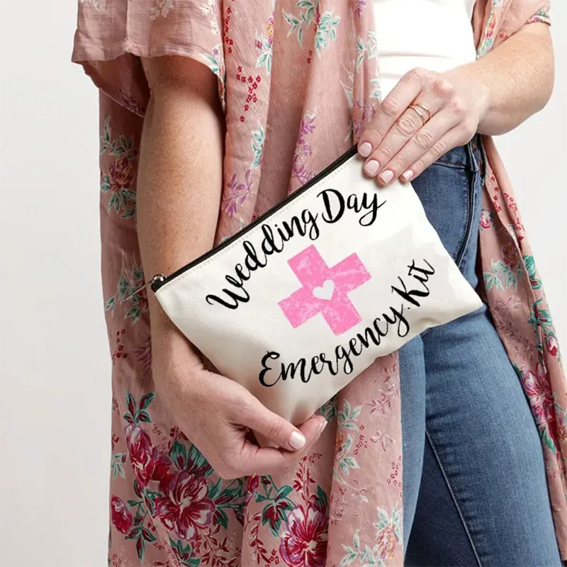 Bolsa de emergencia de lona para cosméticos, bolsa de almacenamiento con cremallera conveniente, maquillaje, fiesta, dama de honor, regalo de boda, decoración